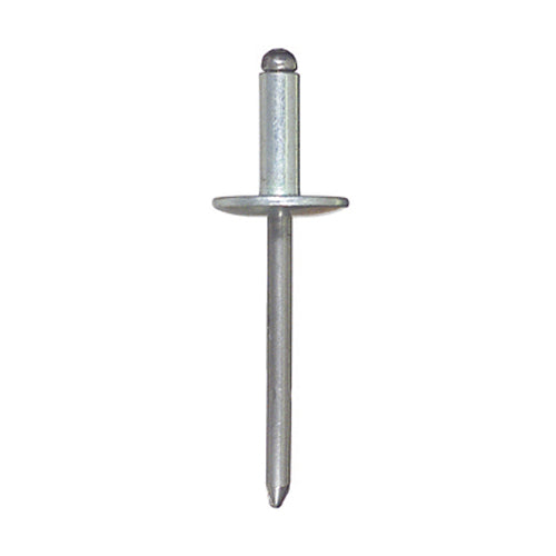 3/16 Inch X 14.60 Mm 1/4 -3/8 Inch Grip Silver Zinc Steel Blind Rivet