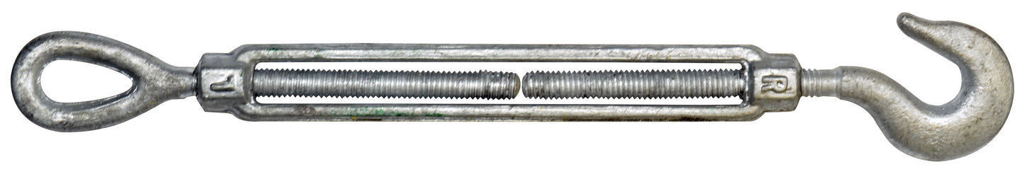3/8 Inch X 6 Inch Hot Galvanized 1030 Carbon Steel Hook And Eye Turnbuckle