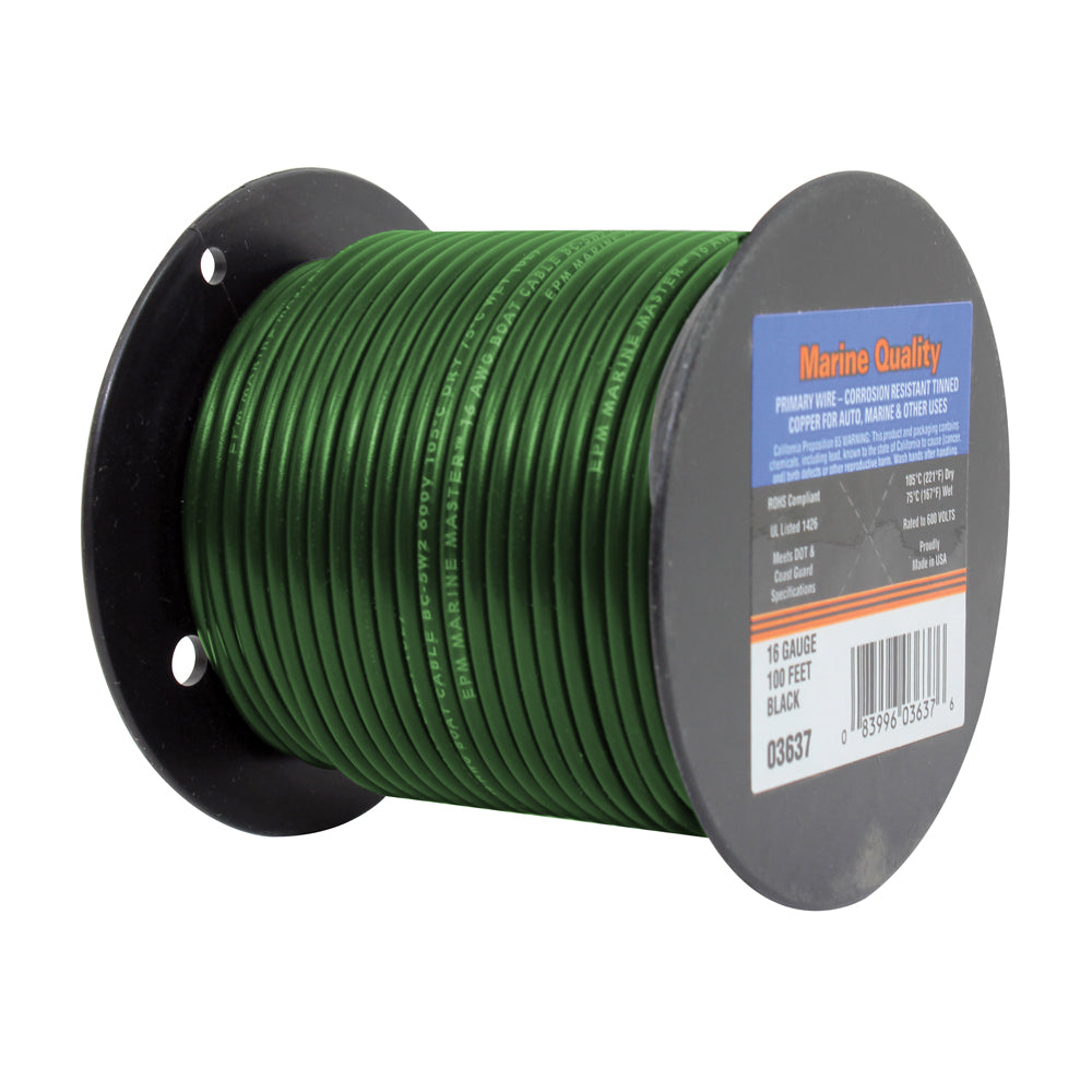 Boat Cable 16 Ga X 100' Green