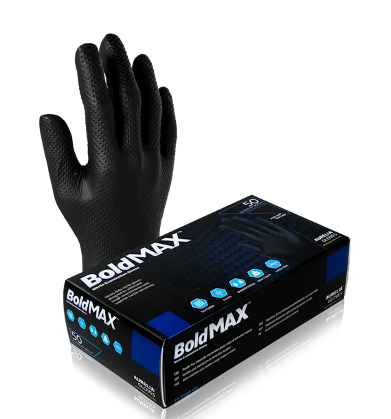 6MIL NITRILE BLACK DISPOSABLE GLOVES (100 COUNT BULK DISCOUNT PRICE) - CLEARANCE