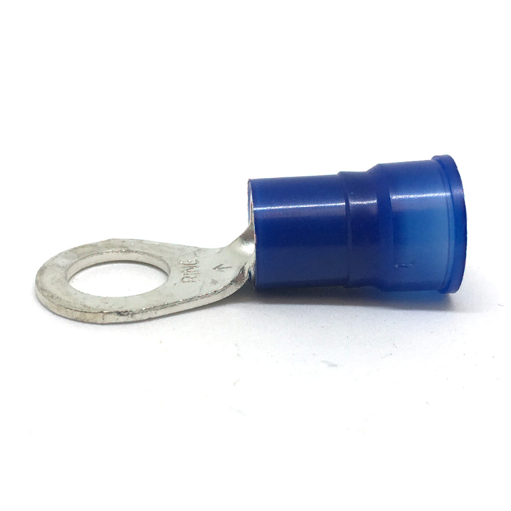 6 Gauge Nylon Insulated Ring Terminal Blue 3/8 Inch Stud