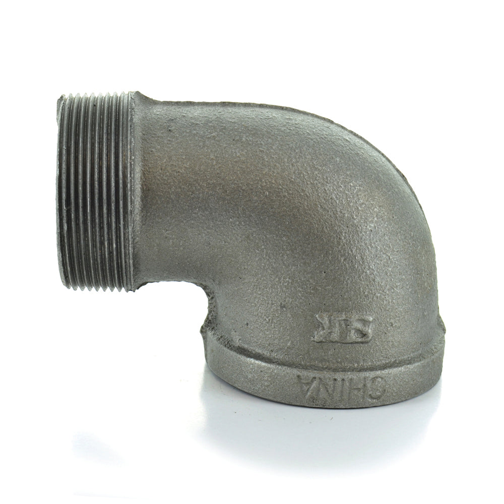 1-1/4" Schedule 40 Threaded Black Malleable Iron 90 Degree Street Elbow