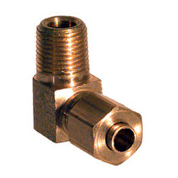 1/8 Inch X 3/8 Inch Brass Poly-Fit Flareless Tube Male Elbow
