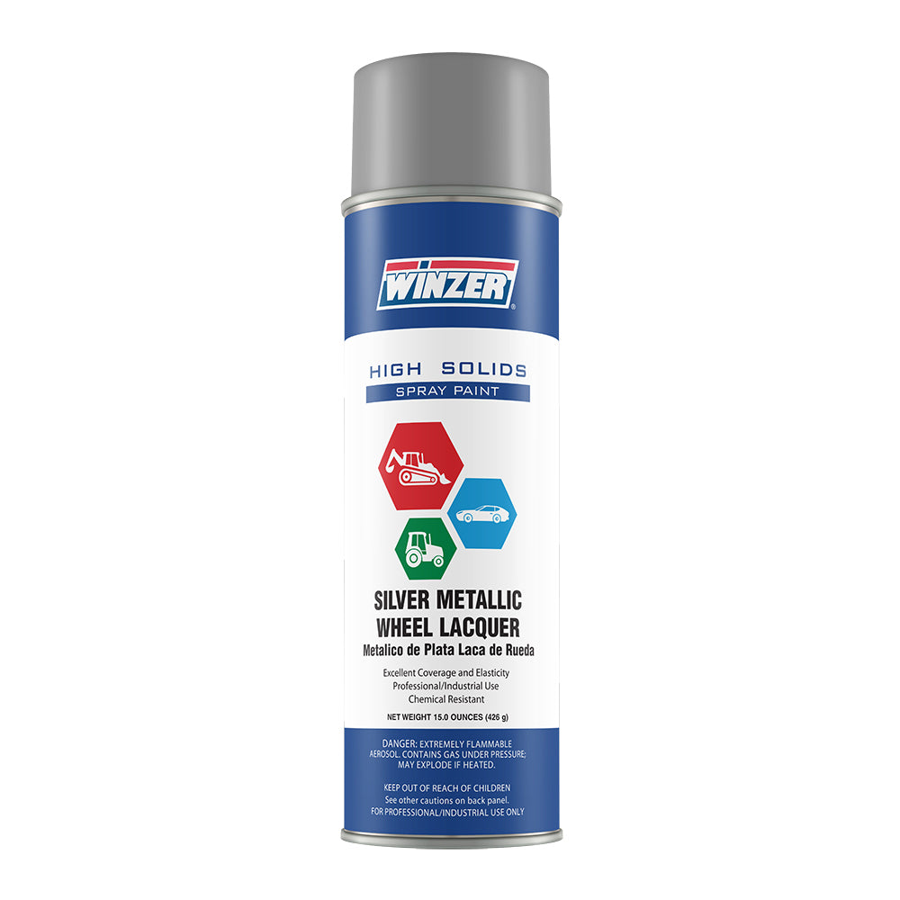 High Solids Silver Metallic Wheel Lacquer Spray Paint  - 15 oz Net Wt