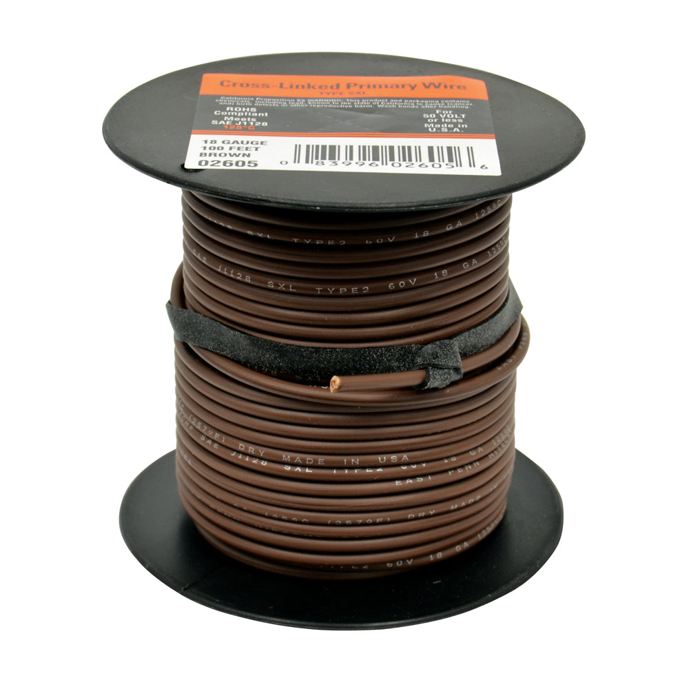 14 Awg Cross Link Primary Wire 100 Foot Roll Brown