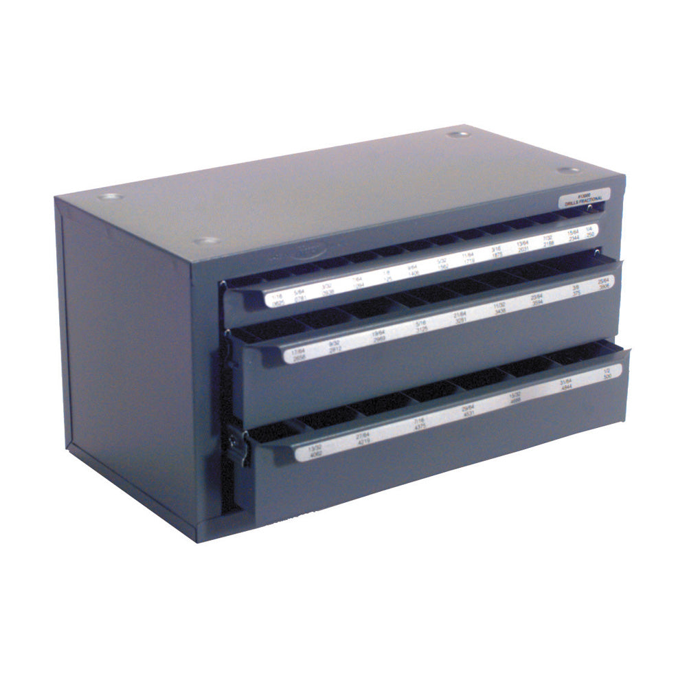 29 Slot Fractional Size Drill Dispenser For 1/16-1/2 Gray Steel