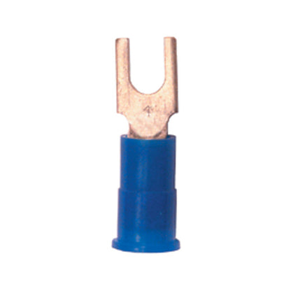 16-14 Awg #6 Stud Blue Nylon Insulated Block Fork Terminal