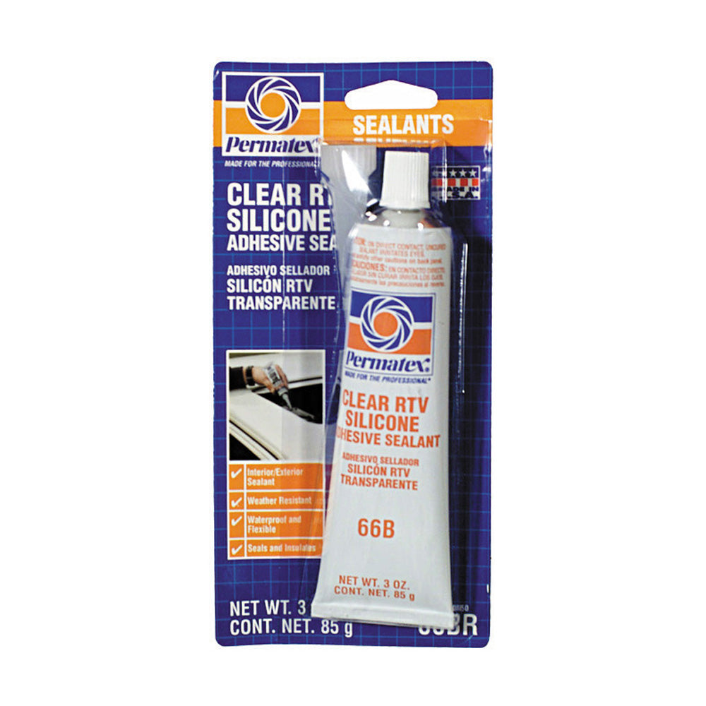 Permatex Clear RTV Silicone Adhesive Sealant - 3 Oz