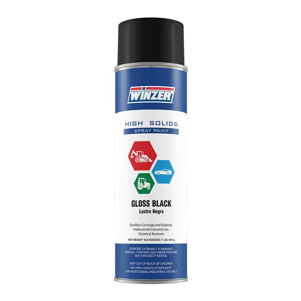 Winzer Industrial & Professional  High Solids Gloss Black Spray Paint -16 Oz Net Wt. - Aerosol