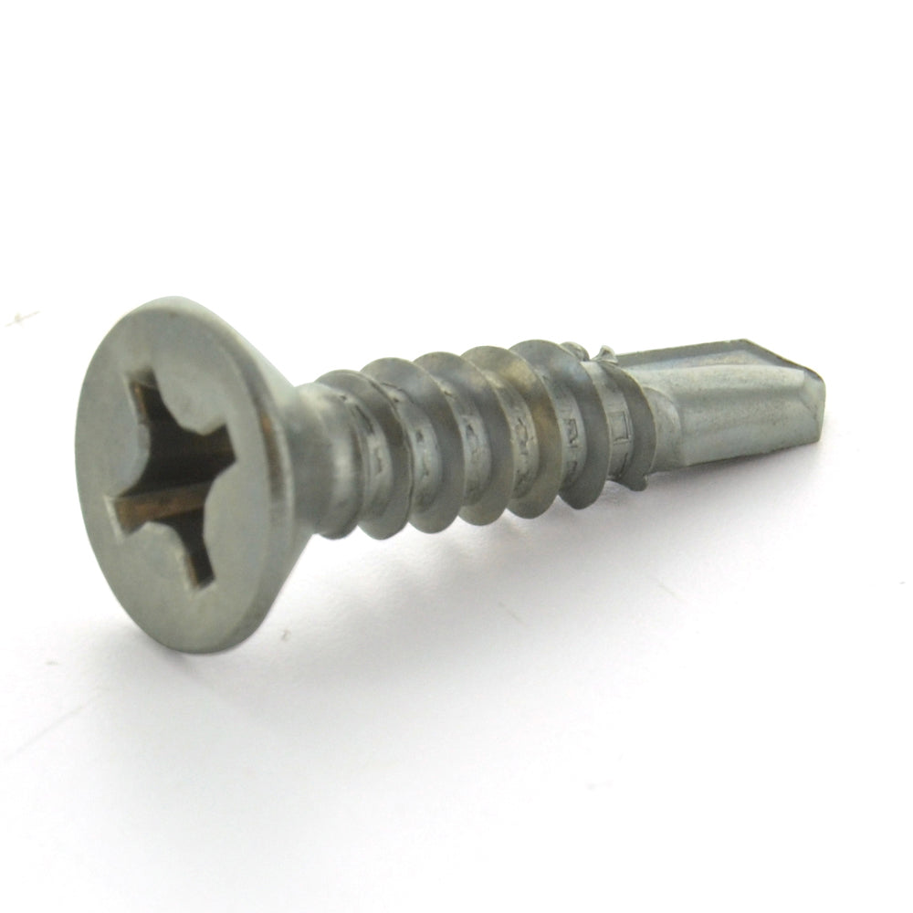 #8 x 1 Inch Plain 410 Stainless Steel #2 Point Flat - Countersunk Head Self-Drilling Tek Screw