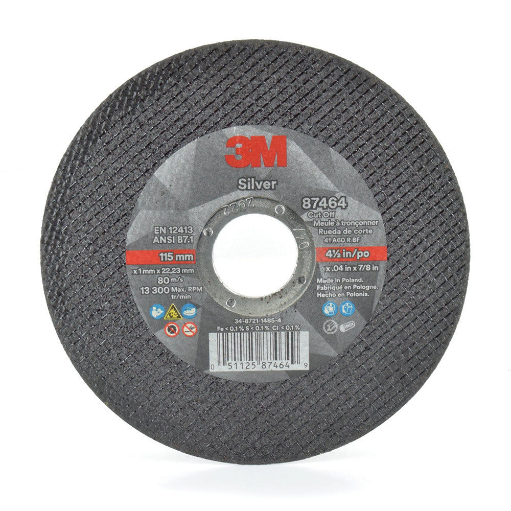 3M� 4-1/2 Inch x .40 Inch x 7/8 Inch Silver Cut-Off Wheel T1 Flat 60 Grit Precision Shaped Ceramic