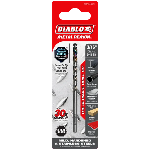 3/16 Inch Metal Demon 130-Degree Hybrid Split Point Tip