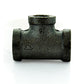 3/4" X 1/2" X 3/4" Schedule 40 Female NPT Black Welded Malleable Iron Reducing Tee USA