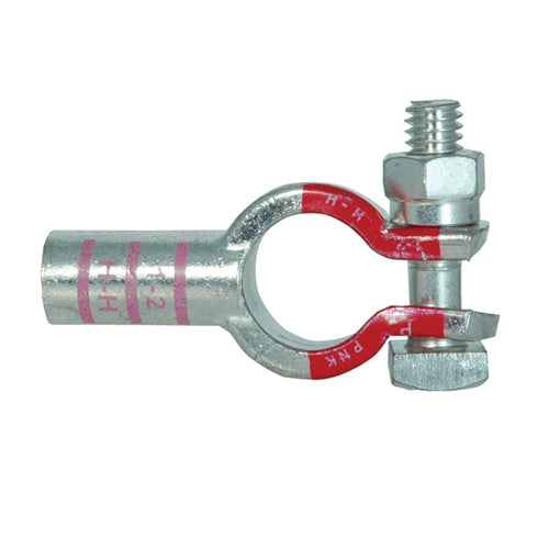 2-1 Awg Pink H-H Electro-Tin Plated Solid Cast Copper Heavy Duty Positive Eco-Max� Straight Battery Terminal