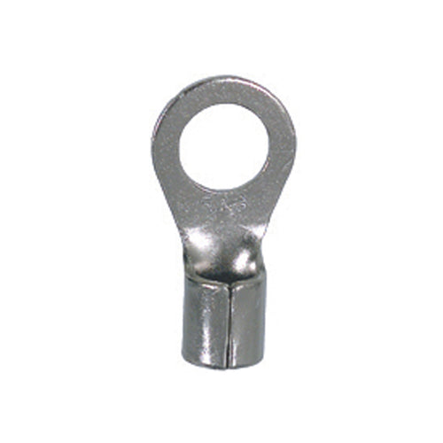 6 Gauge Uninsulated High Temperature Ring Terminal 3/8" Stud Nickel Plated Steel