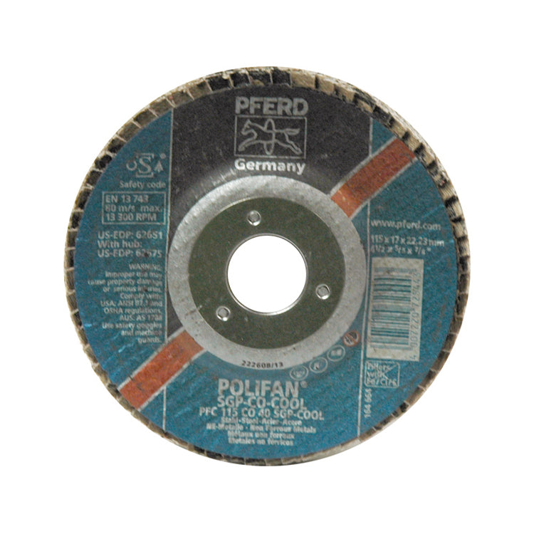 4-1/2 Inch x 7/8 Inch 60 Grit Ceramic Oxide Type 29 Conical Polifan� Sgp Co-Cool Abrasive Flap Disc