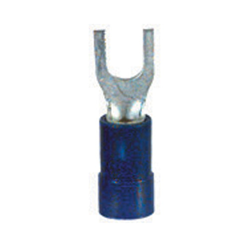 16-14 Gauge Fork Spade Terminal #8 Stud PVC Insulated Blue