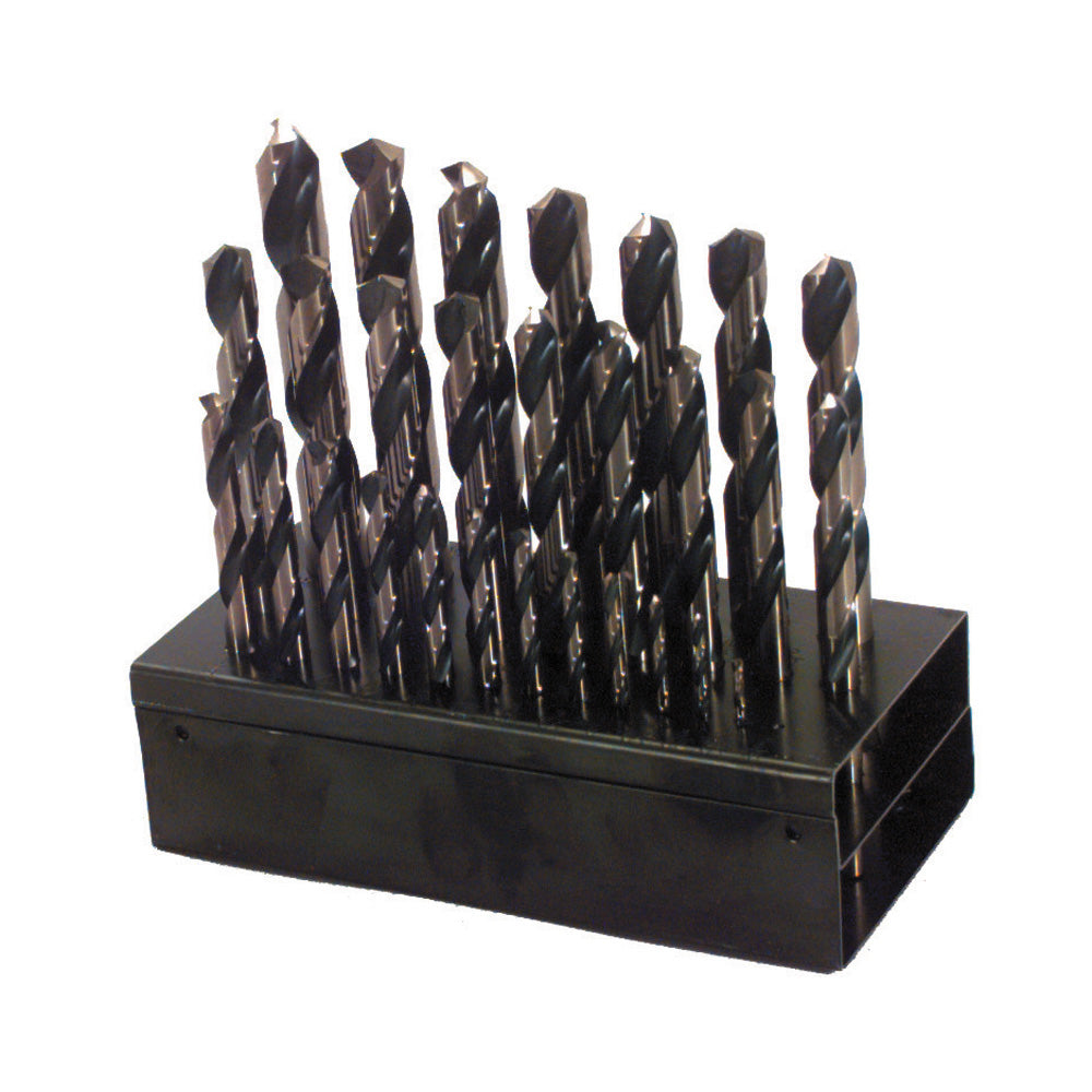 13 Piece Amber Gold Hi-Molybdenum Tool Steel Mechanics Length Drill Starter Set With 29 Slot Black Index