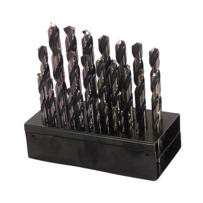 13 Piece Amber Gold Hi-Molybdenum Tool Steel Mechanics Length Drill Starter Set With 29 Slot Black Index