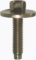 M6 x 1 x 28 mm Coarse Yellow Zinc Steel Dog Point Indented Hex Head Body Bolt With Free Spinning Washer