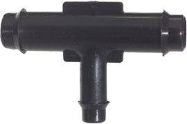 3/8 Inch X 3/8 Inch X 1/4 Inch Black PVC Vacuum And Washer Hose Reducer Tee