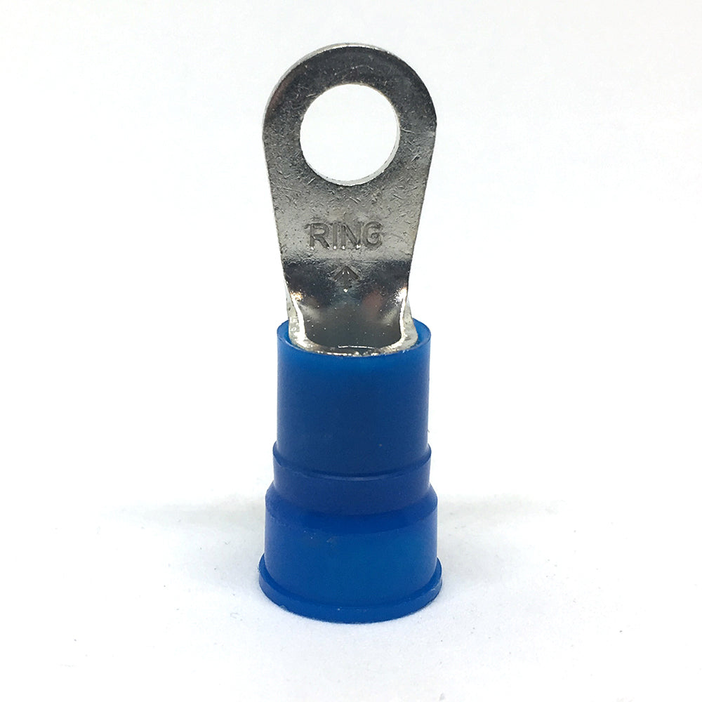 6 Gauge Nylon Insulated Ring Terminal Blue 1/4 Inch Stud