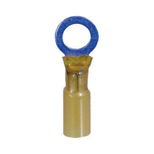 12-10 Gauge Ring Terminal 5/16" Stud Heat Shrink Nylon Insulated Yellow