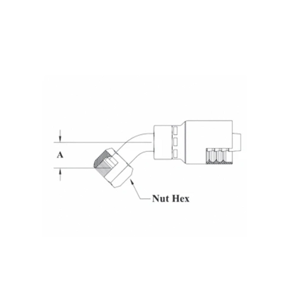 3/8 Jinch Hose X 11/16X16 O-Ring Face Seal 45 Female Swivel