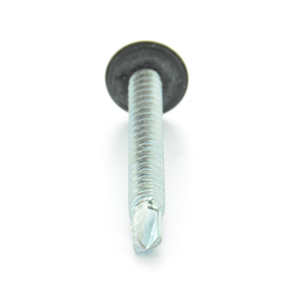 #10-16 x 3/4 Inch Zinc Plated Steel #3 Point Indented Hex Washer Head Self-Drilling Tek Screw With Bonded Neoprene Washer