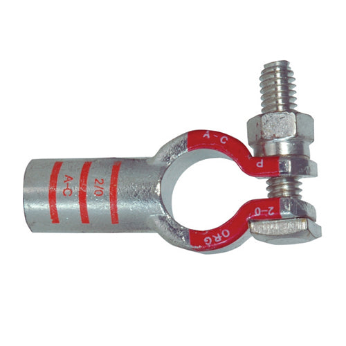 2/0 Awg Orange A-C Electro-Tin Plated Solid Cast Copper Heavy Duty Positive Eco-Max� Straight Battery Terminal