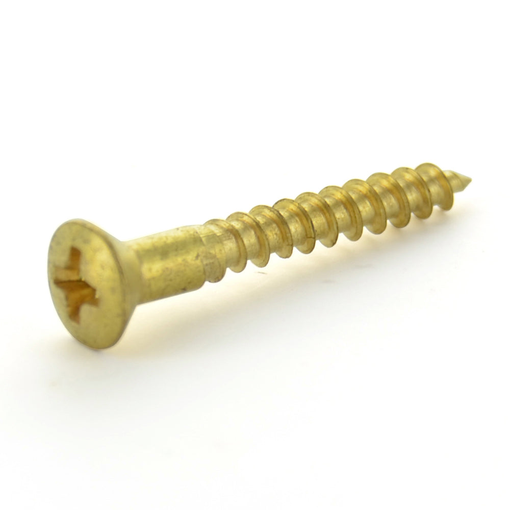 #6 x 1/2 Inch Plain Brass Phillips Oval Head Wood Screw