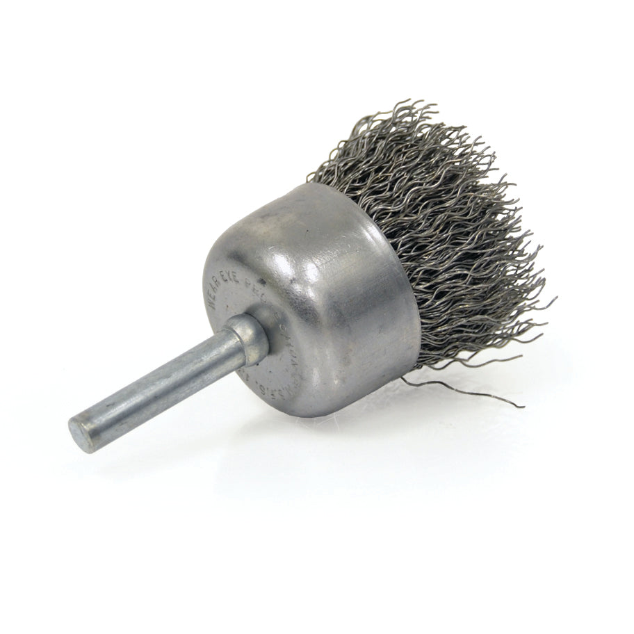 2 Inch x 0.012 Inch  x 1/4 Inch Stem Mounted Carbon Steel Crimped Wired Cup Brush