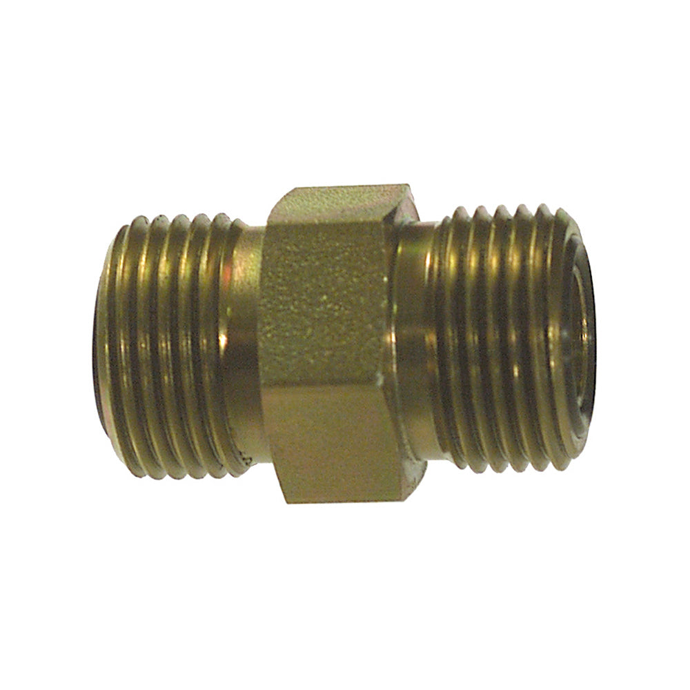 1/4 Inch 6000 Psi Zinc Plated With Clear Trivalent Chromatic Carbon Steel Flat Face O-Ring Adapter - Union