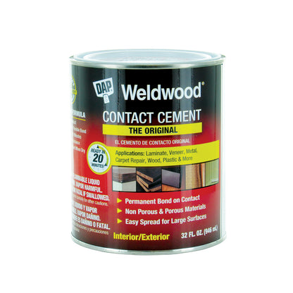 Contact Cement Quart Hi-Strength Weldwood 1 Quart Net Weight Can