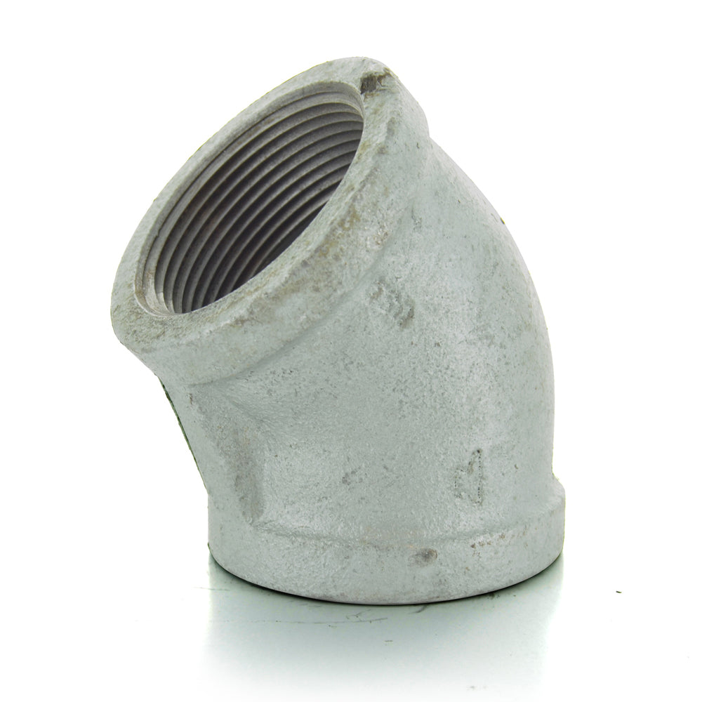 1-1/4" Schedule 40  Female NPT Galvanized Welded Malleable Iron 45 Degree Elbow USA