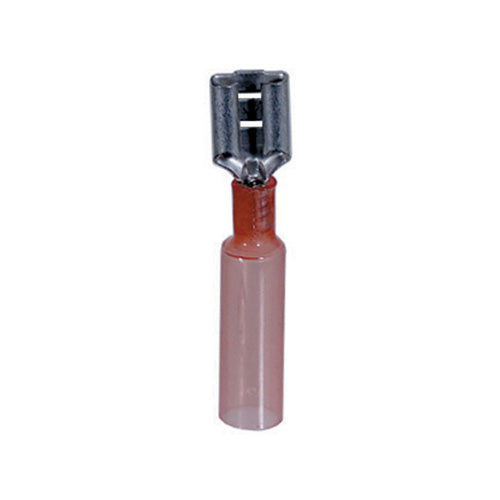 22-18 Gauge Female Push On Connector 1/4" Tab Heat Shrink Nylon Insulated Red