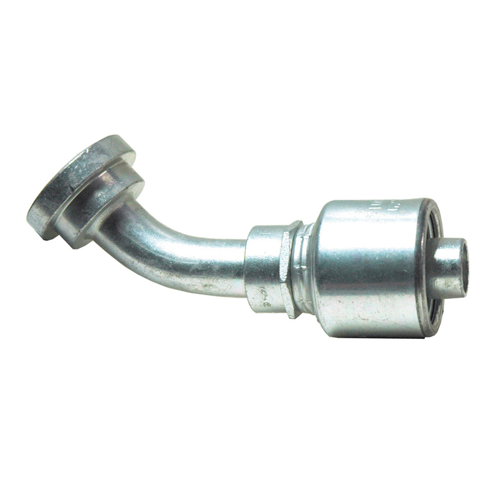 5/8 Inch X 5/8 Inch Komatsu O-Ring Flange - 45 Degree Bent Tube Tuffcoat Lead Free Megacrimp Coupling