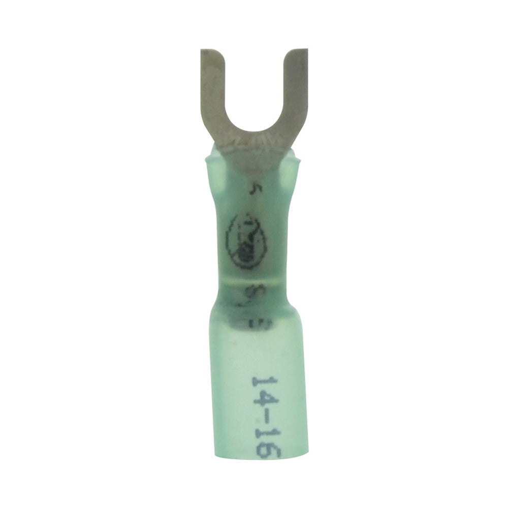 16-14 Gauge Lead Free Heat Shrink- Crimp & Solder Fork Spade #8 Stud Blue