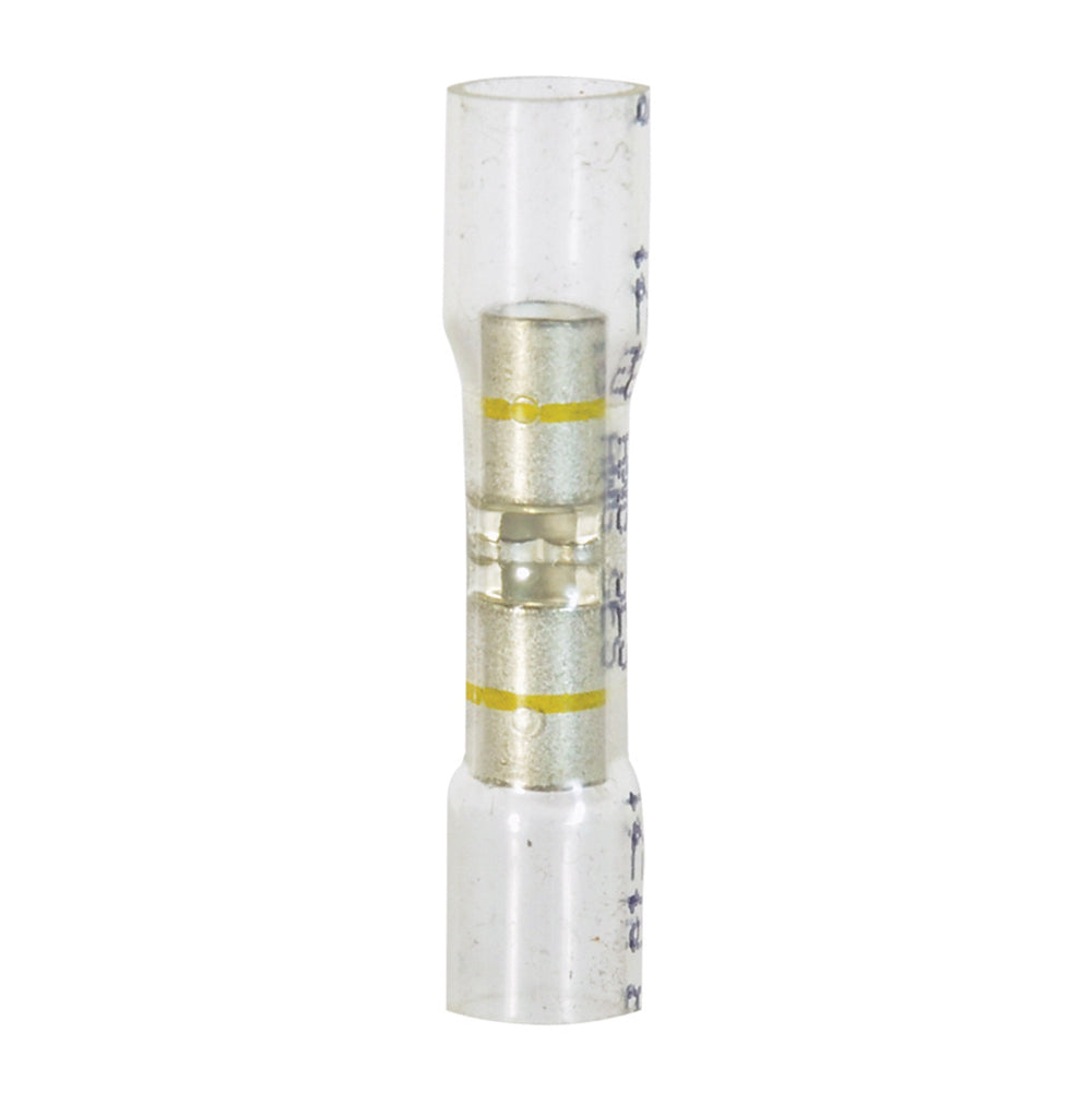 12-10 Gauge Butt Connector Crimp Solder and Heat Shrink Yellow