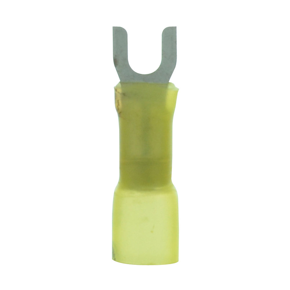 12-10 Gauge Lead Free Heat Shrink- Crimp & Solder Fork Spade #8 Stud Red