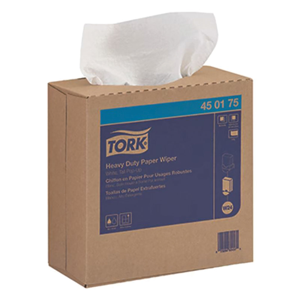 Tork Heavy-Duty Paper Wiper- Pop-Up Box  (4.1" X 9.3") 90 wipes per box- 10 boxes per case