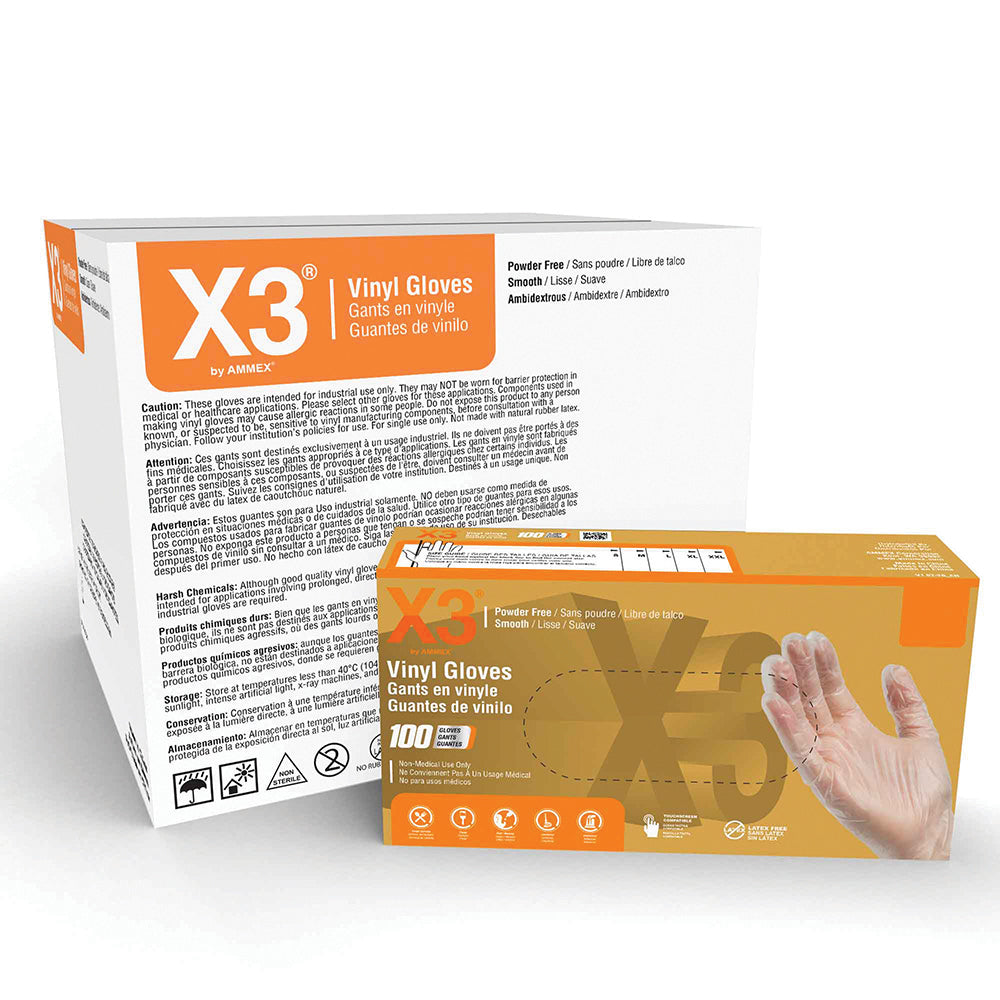 Ammex Industrial Grade Vinyl Disposable Gloves Large