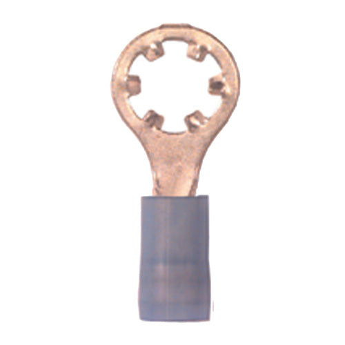 16-14 Gauge Serrated Ring Terminal #10 Stud Nylon Insulated Blue