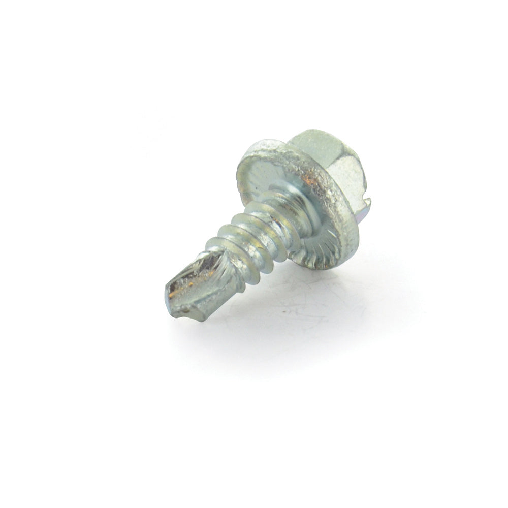 1/4-14 x 5/8 Inch Slotted Hex Washer Head Drill Point Tek Crimptite Zinc