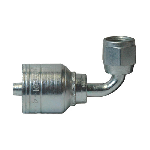 3/4 Inch x 3/4 Inch JIC 37 Degree Female Swivel 90 Degree Elbow Yellow Zinc Z Series Weathergrip Crimp