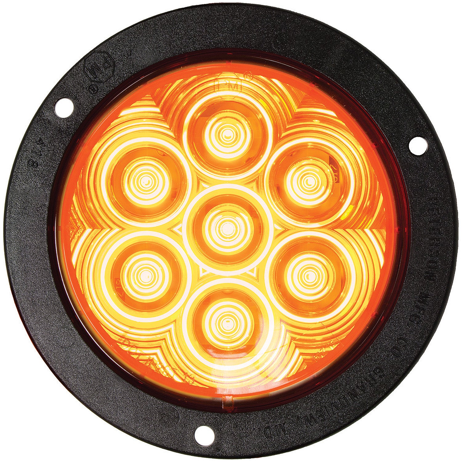 LED Stop/Turn/Tail, Round, Amp, Flange-Mount 4″- Amber