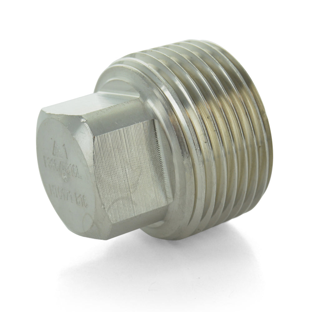 1/4" Schedule 80 316 Stainless Steel Heavy Duty Square Plug