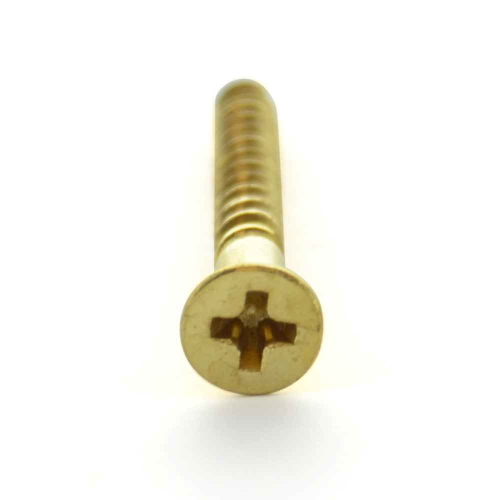 #14 x 1-1/2 Inch Plain Brass Phillips Flat Head Wood Screw