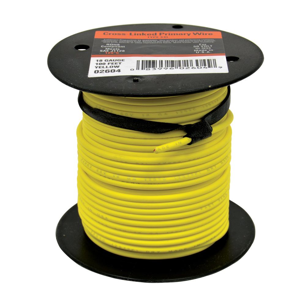14 Awg Cross Link Primary Wire 100 Foot Roll Yellow