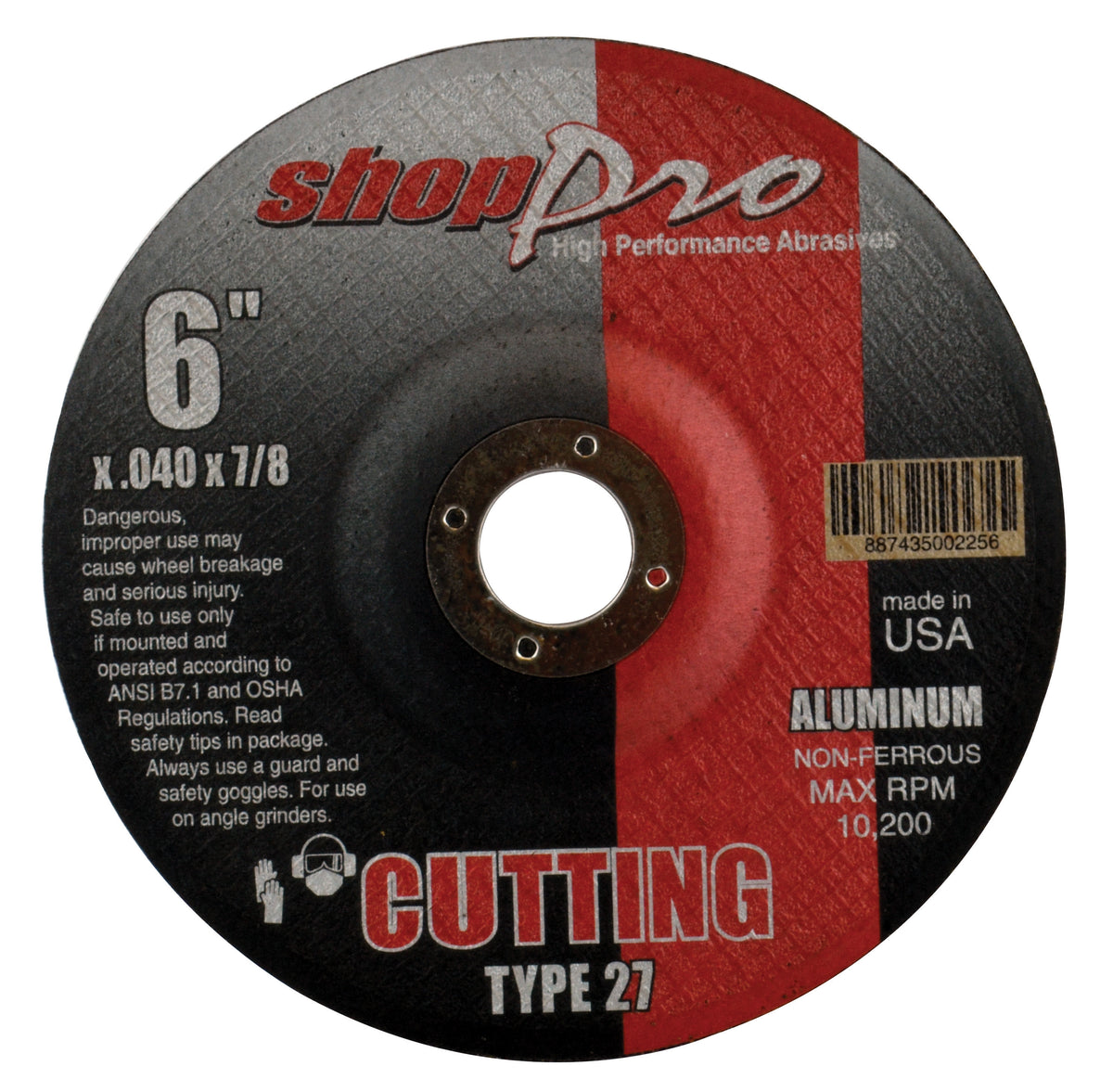 Shop Pro Type 27 Aluminum Cut-Off - 6" x 0.040" x 5/8"